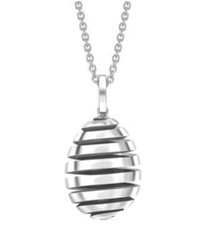 Faberge Essence Spiral 18ct White Gold Egg Pendant 2586