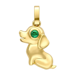 Faberge Essence Yellow Gold Emerald Dog Charm 2825