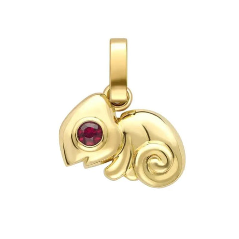 Faberge Essence Yellow Gold Emerald Ruby Chameleon Charm 2832