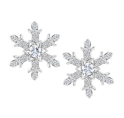 Faberge Imperial 18ct White Gold Diamond Snowflake Large Stud Earrings