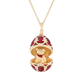 Faberge Palais Tsarskoye Selo Red Locket with Dog Surprise 1151FP2074