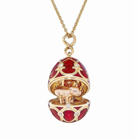 Faberge Palais Tsarskoye Selo Red Locket with Pig Surprise 1151FP2285