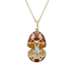 Faberge Palais Tsarskoye Selo Red Locket with White Gold Rabbit Surprise 1151FP2508