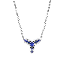 Faberge Three Colours of Love 18ct White Gold Sapphire Fluted Trio Necklace 1587PE2838