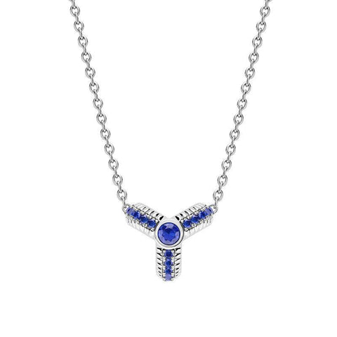 Faberge Three Colours of Love 18ct White Gold Sapphire Fluted Trio Necklace 1587PE2838