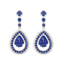 Faberge Colours of Love 18ct White Gold Sapphire Pave Drop Earrings