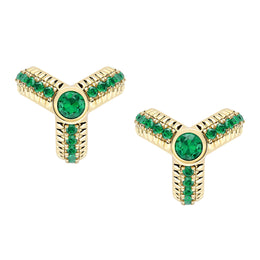 Faberge Three Colours of Love 18ct Yellow Gold Emerald Fluted Trio Earrings 1556EA2792