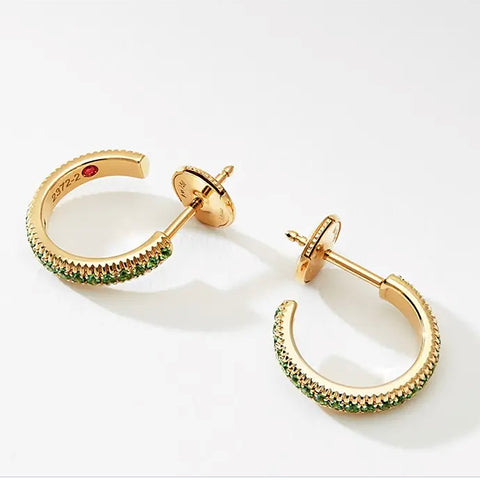 Faberge Three Colours of Love 18ct Yellow Gold Tsavorite Hoop Earrings 2372