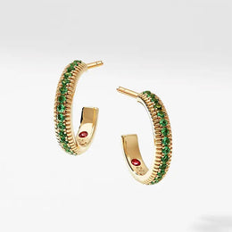 Faberge Three Colours of Love 18ct Yellow Gold Tsavorite Hoop Earrings 2372