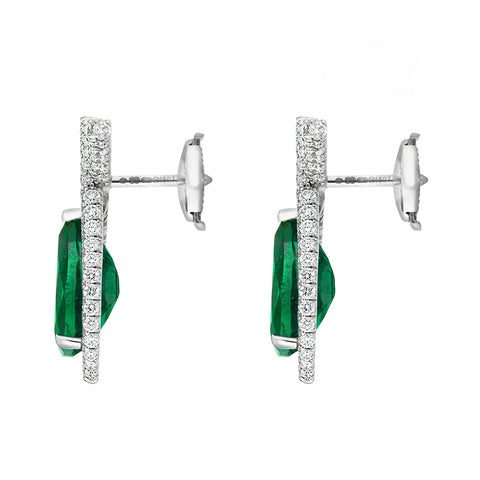 Faberge Treasures Cotillon 18ct White Gold Emerald Diamond Pear Cut Earrings 67EA1807_2