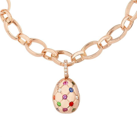 Faberge Treillage 18ct Rose Gold Multi Coloured Polished Charm 576EC1200.