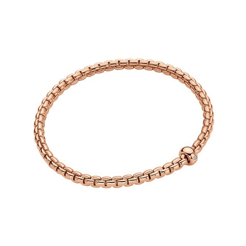 Fope Eka 18ct Rose Gold 0.01ct Diamond Flexible Bracelet BR730 BBR.