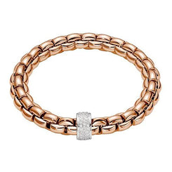 Fope Eka 18ct Rose Gold 0.63ct Diamond Bracelet, 604B/PAVE.