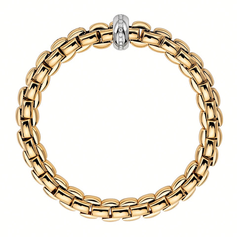 Fope Eka 18ct Yellow Gold 0.19ct Diamond Bracelet, 607B/BBR.