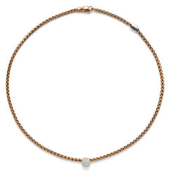 Fope Eka Tiny 18ct Rose Gold 0.22ct Diamond Necklace, 736C/PAVE.