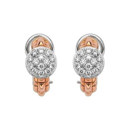 Fope Eka Tiny 18ct Rose Gold 0.45ct Diamond Earrings, OR736 PAVE.