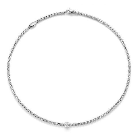 Fope Eka Tiny 18ct White Gold 0.07ct Diamond Necklace, 730C/BBR.