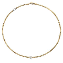 Fope Eka Tiny 18ct Yellow Gold 0.19ct Diamond Necklace, 730C/PAVE.