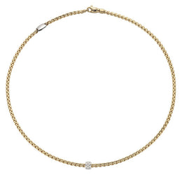 Fope Eka Tiny 18ct Yellow Gold 0.19ct Diamond Necklace, 730C/PAVE.