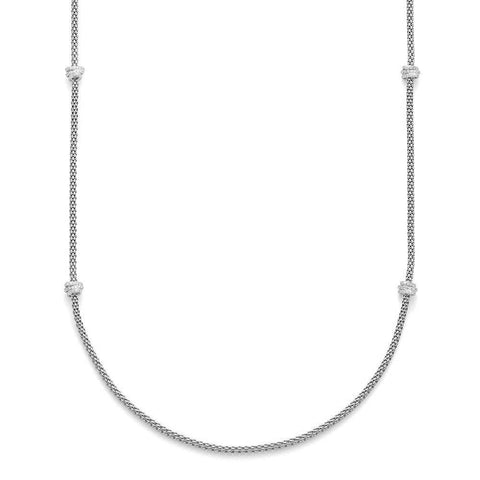 Fope Flex'It Prima 18ct White Gold 1.24ct Diamond 80cm Necklace. 744C PAVE 80. 