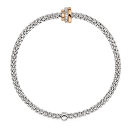 Fope Flex'it Prima 18ct White Gold 0.10ct Diamond Rose Gold Rondelle Bracelet, 744B/BBR.