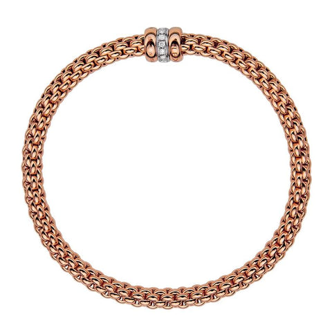 Fope Flex'it Solo 18ct Rose Gold 0.10ct Diamond Bracelet, 621B/BBR.