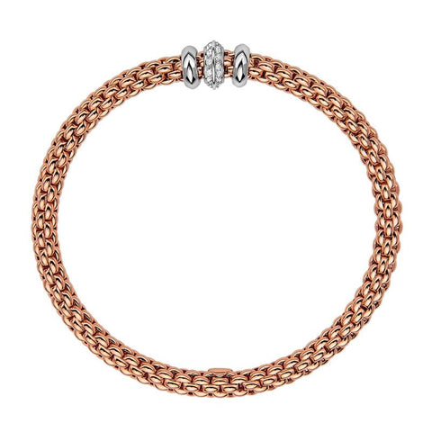 Fope Flex'it Solo 18ct Rose Gold 0.17ct Diamond Bracelet, 653B/BBR.