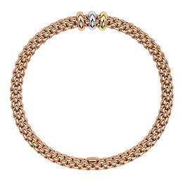 Fope Flex'it Solo 18ct Rose Gold Mixed Rondelle Bracelet, 653B.