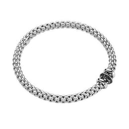 Fope Flex'it Solo 18ct White Gold 0.18ct Black Diamond Bracelet, 653B/BBRN.