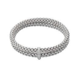 Fope Flex'it Solo 18ct White Gold 0.22ct Diamond Double Bracelet, 529B/BBR.