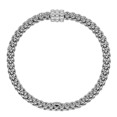 Fope Flex'it Solo 18ct White Gold 0.30ct Diamond Bracelet, 623B/BBR.