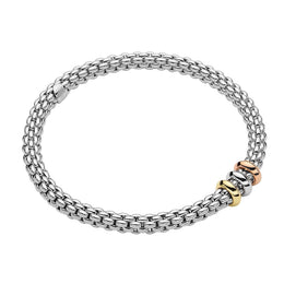 Fope Flex'it Solo 18ct White Gold Mixed Rondelle Bracelet, 653B.