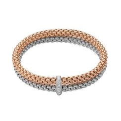 Fope Flex'it Solo 18ct White Rose Gold 0.22ct Diamond Double Bracelet, 529B/BBR.