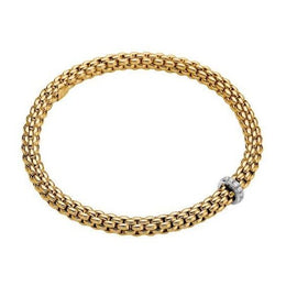 Fope Flex'it Solo 18ct Yellow Gold 0.10ct Diamond Bracelet, 620B/BBR.