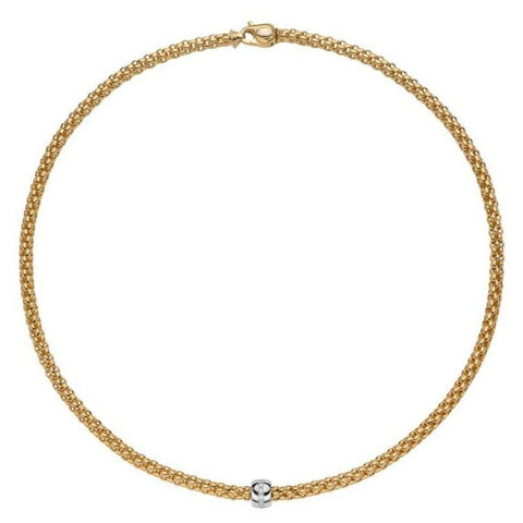 Fope Flex'it Solo 18ct Yellow Gold 0.10ct Diamond Necklace, 634C/BBR.