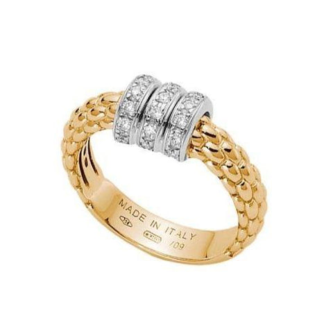 Fope Flex'it Solo 18ct Yellow Gold 0.15ct Diamond Ring, AN623/BBR.