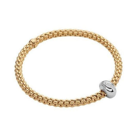 Fope Flex'it Solo 18ct Yellow Gold 0.16ct Diamond Bracelet, 644B/BBR.