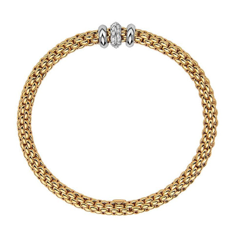 Fope Flex'it Solo 18ct Yellow Gold 0.17ct Diamond Bracelet, 653B/BBR.