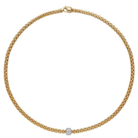 Fope Flex'it Solo 18ct Yellow Gold 0.29ct Diamond Necklace, 634C/PAVE.