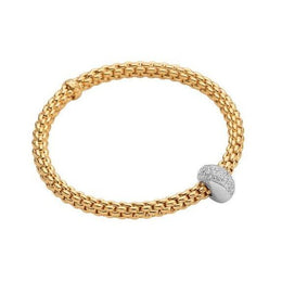 Fope Flex'it Solo 18ct Yellow Gold 0.43ct Diamond Bracelet, 644B/PAVE.