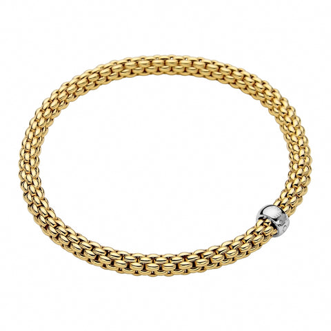 Fope Flex'it Solo 18ct Yellow Gold White Gold Rondelle Bracelet, 620B.