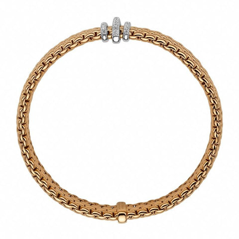 Fope Panorama 18ct Rose Gold 0.23ct Diamond Rondelle Bracelet, 587B PAVE.