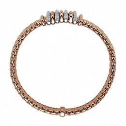 Fope Panorama 18ct Rose Gold 0.30ct Diamond Mixed Rondelle Bracelet, 588B BBR.