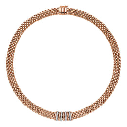 Fope Panorama 18ct Rose Gold 0.30ct Diamond Rondelle Necklace 588C BBR