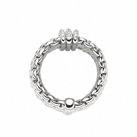 Fope Panorama 18ct White Gold 0.23ct Diamond Rondelle Ring, AN587 PAVE.