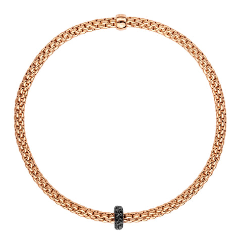 Fope Prima 18ct Rose Gold 0.20ct Black Diamond Bracelet, 745B/BBRN.