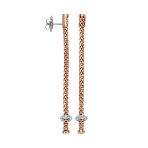 Fope Prima 18ct Rose Gold 0.36ct Diamond Drop Earrings OR745/BBR