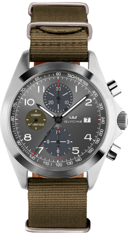 Glycine Watch Combat Chronograph Grey Black 3924.10AT-TB2