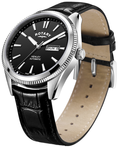 Rotary Watch Henley White Serrated Bezel Mens