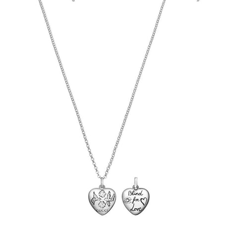 Gucci Blind For Love Engraved Heart Necklace YBB455542001 